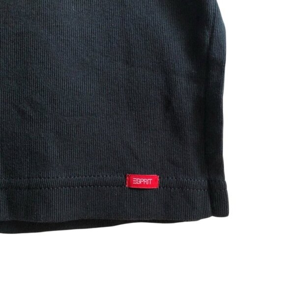 Esprit Ribbed Black & Tan Sleeveless Tank Dress Small Y2K Logo - Picture 6 of 13